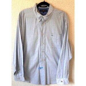 Tommy Hilfiger‎ Golf Men Cotton Blue Button Front Collar Shirt XL Long Sleeve